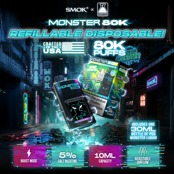 073ebb51-c70f-4ccc-ba6e-da30305a186e.png Monster 80K Pod Monster x SMOK Refillable Disposable Kit