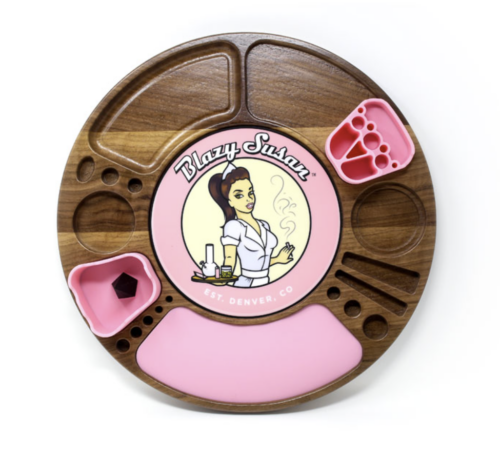 Blazy Susan Walnut Spinning Rolling Tray