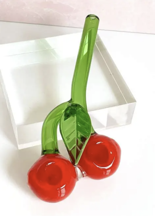 Shadow Glass Double Bowl Cherry Hand Pipe