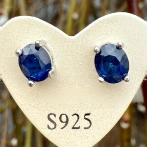 Natural Sapphire Sterling Silver (925) Stud Earrings