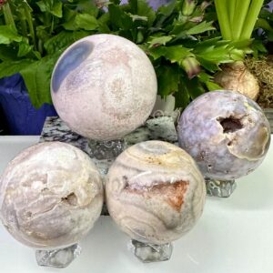 Natural Pink Amethyst w Flower Agate Sphere 0.5lbs - 1.5lbs