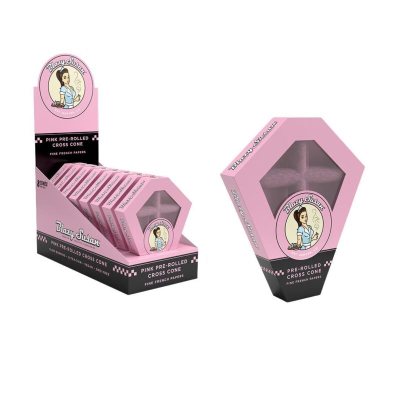 6e32d287-0215-431d-b96d-ce16df25093c.jpeg Blazy Susan Pink Pre-Rolled Cross Cone