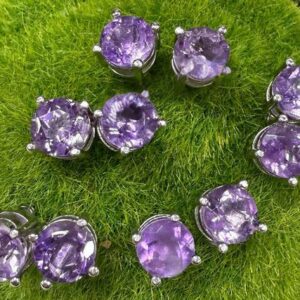 Natural Amethyst Sterling Silver (925) Earring Studs