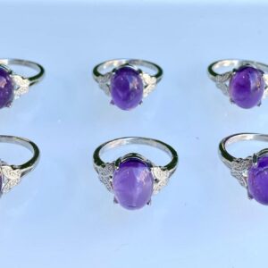 Natural Amethyst White Bronze Ring