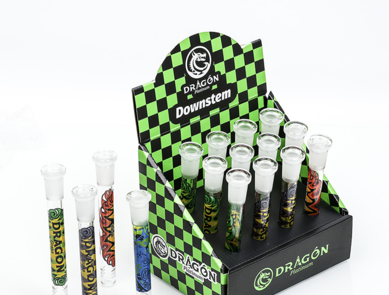 Dragon Glass Platinum Diffused Downstem Frosted Joint - Assorted Colors