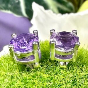 Natural Amethyst Sterling Silver (925) Earring Studs