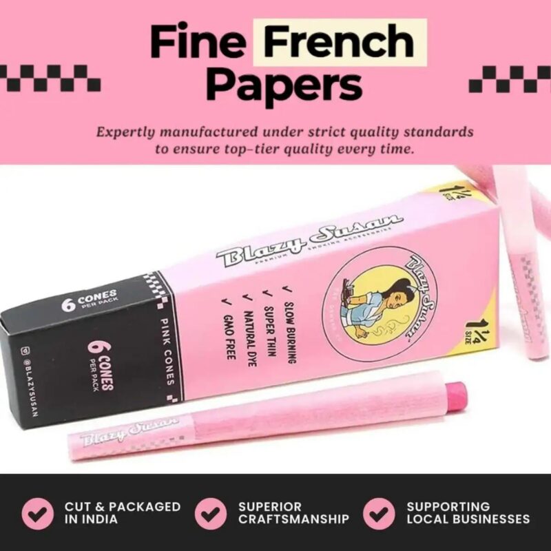 ae941bd8-39e0-44b4-ab70-ea50a9fa87cd.jpeg Blazy Susan Pre Rolled Pink Cones 1-1/4 Size (6ct)