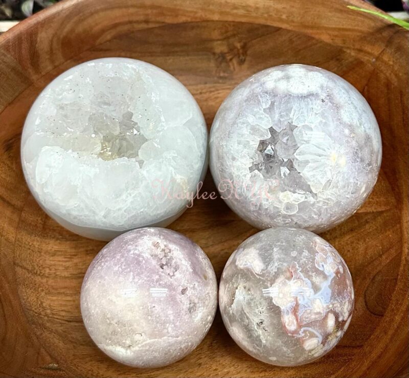 Natural Pink Amethyst w Flower Agate Sphere 0.5lbs - 1.5lbs