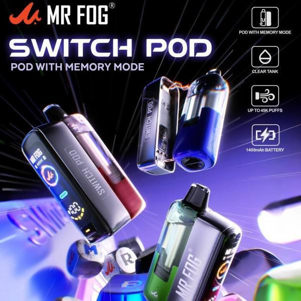 ba3b71ac-e0cd-4d75-b717-b4b5ee9bb496.jpeg Mr. Fog Switch Pod 20mL 45k Puff 5% Nic Starter Kit (Battery + Pod)
