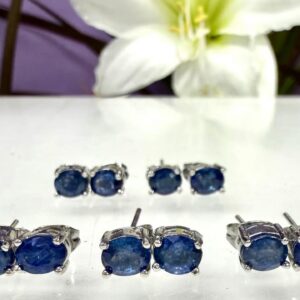 Natural Sapphire Sterling Silver (925) Stud Earrings