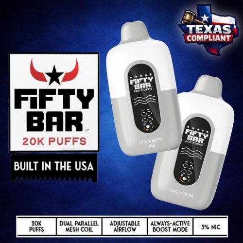 cf7b8689-bef0-4827-ae29-875e2d149e80.jpeg Fifty Bar Texas Edition 20k Puff 5% Nic Disposable Vape Device