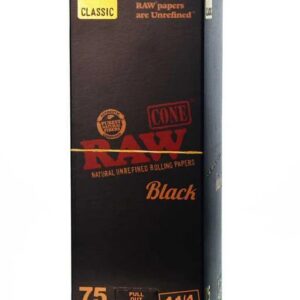 RAW Classic Black Pre-Rolled Cones 75ct. 1 - 1/4 Size