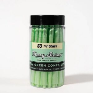 e42ddec7-5e94-430b-8090-409eef104418.jpeg Blazy Susan Pre Rolled 1-1/4 Size Green Cones (50ct)
