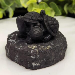 e5d9842a-0b70-4255-bdf3-4c646c277504.jpeg Shungite Figurine Turtle Family (1.75"x1.5") EMF Protection