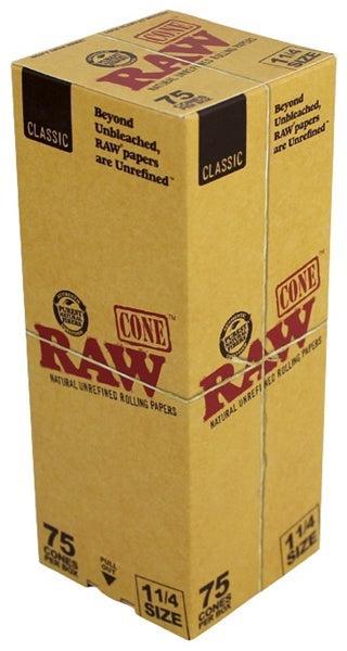 Raw Classic Hemp Pre-Rolled Cones 75ct 1- 1/4 size