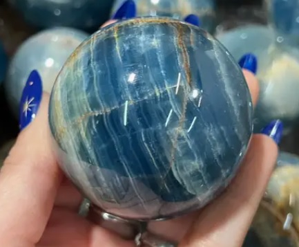Lemurian Aquatine Calcite Crystal Sphere