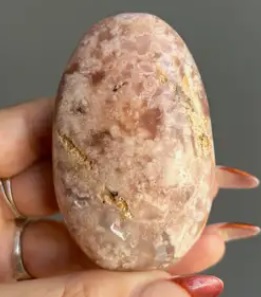 Flower Agate Crystal Palm Stone