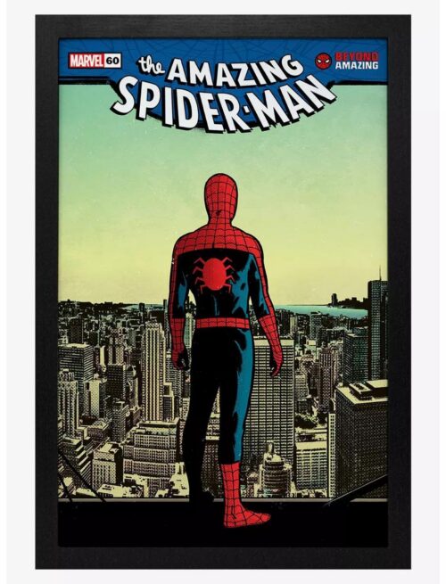 56d3eb1d-2dcd-4f42-8521-de7dd67bb5d8.jpeg Spider-Man 60th Ann - Roof Gel-Coated Framed Print (11x17)