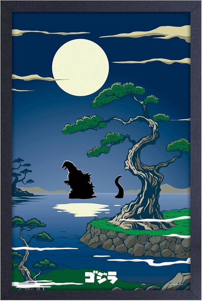 ea212b2c-37fe-4910-a1ba-baa7945dfd8f.jpeg Godzilla - Moon Gel-Coated Framed Print (11x17)