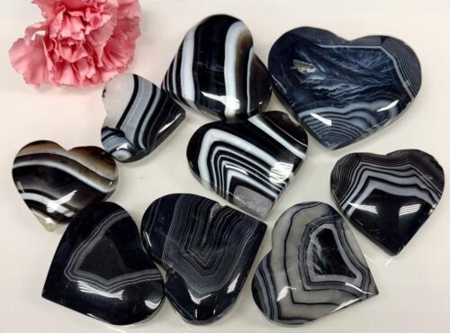 Banded Black Onyx Heart Crystal